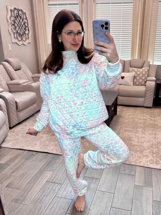 Blushing Bloom Quilted Mockneck