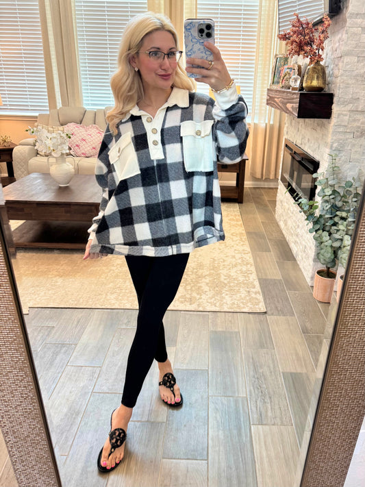 Plaid Colorblock Pullover S-XL
