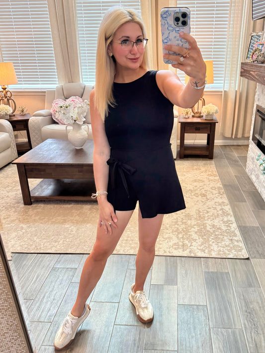 Everyday Wrap Tie Athletic Dress - Black
