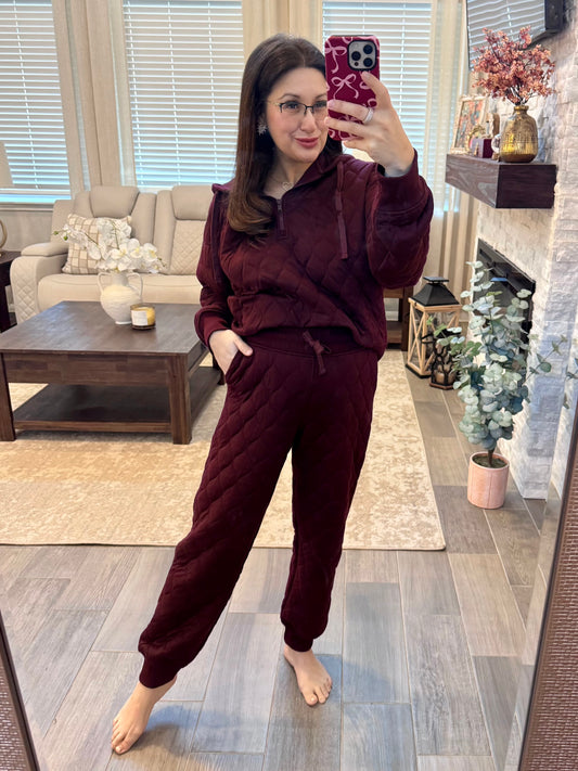 Burgundy Quilted Pants