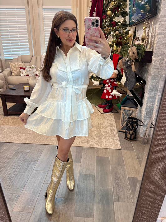 White Pearl Shimmer Dress