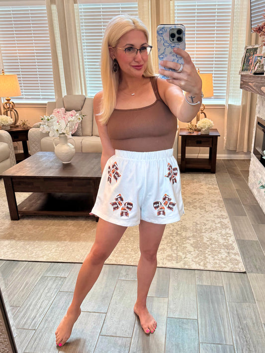 Football Sequin Bow Shorts