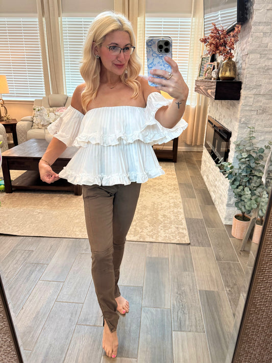 Sweetheart Ruffle Blouse - WHITE